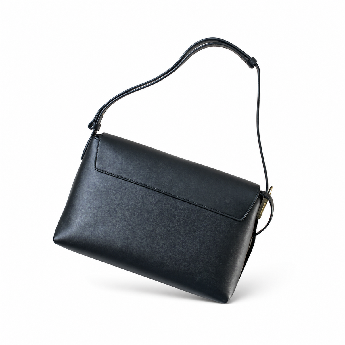 Louis Vuitton Flap Shoulder Bag — Black Smooth Calfskin, Side Padlock & Embossed Signature