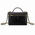 Chanel Vanity Case Black Lizard-Embossed Gold Hardware 18cm