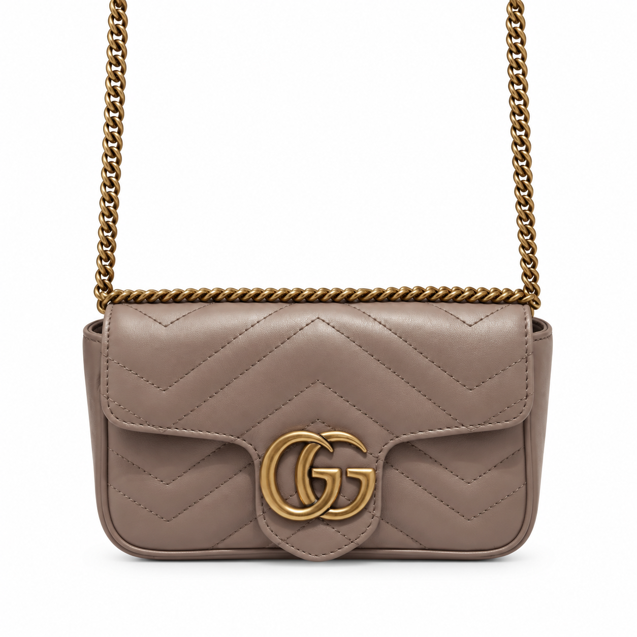 Gucci GG Marmont Super Mini Bag in Taupe Matelassé