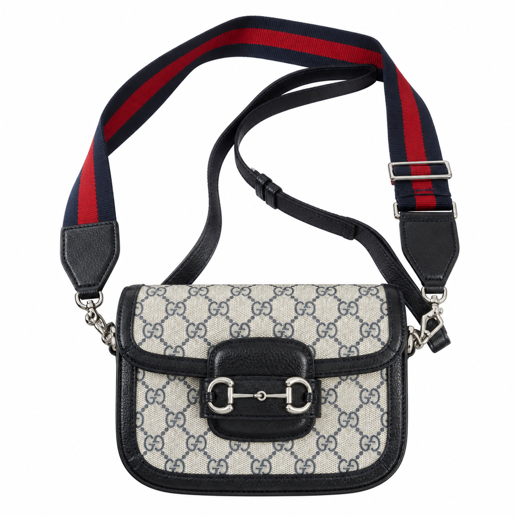 Gucci Horsebit 1955 Mini Crossbody Bag in GG Supreme with Silver Hardware