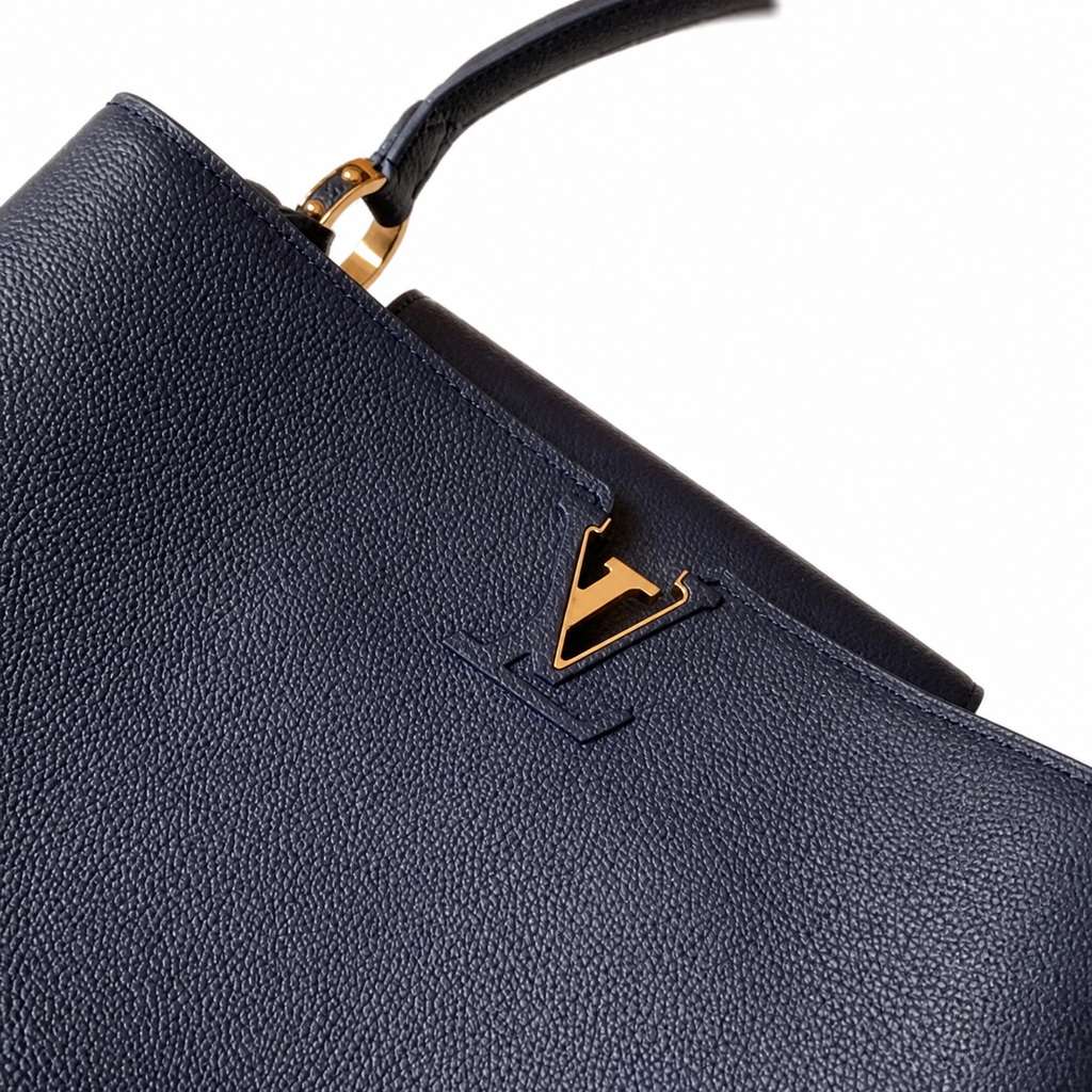 Louis Vuitton Capucines MM — Taurillon Leather in Marine with Gold LV Lock
