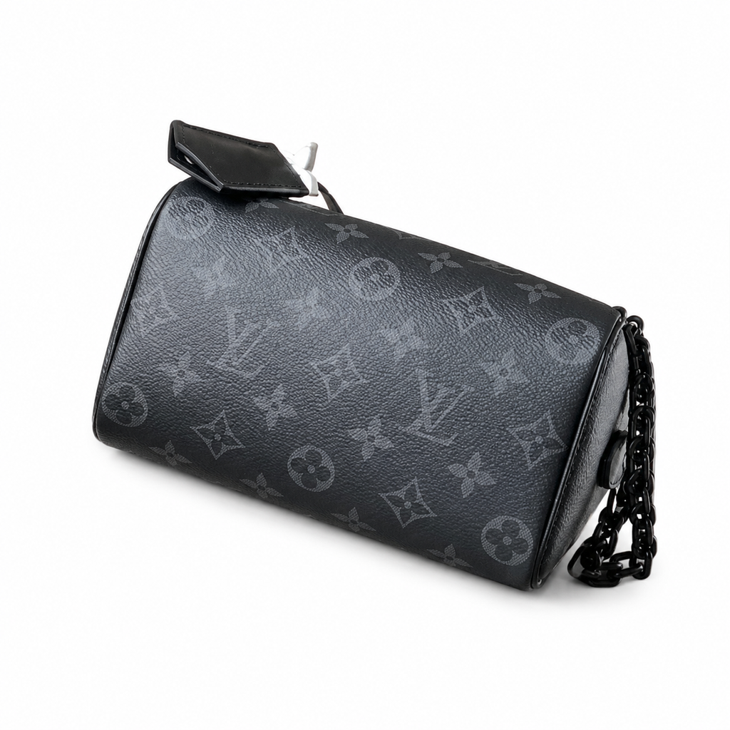 Louis Vuitton Papillon BB — Monogram Eclipse Canvas, All-Black Hardware & Black Chain
