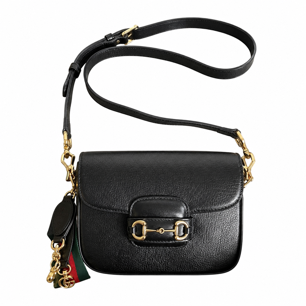 Gucci Horsebit 1955 Mini Crossbody Bag in Black Leather