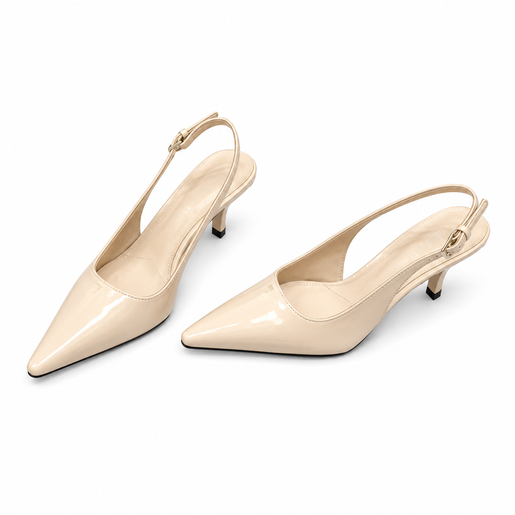 Prada Beige Pointed-Toe Buckled Slingback Pumps
