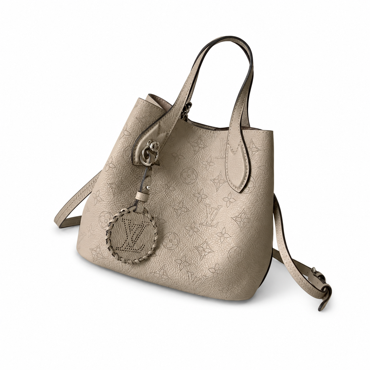 Louis Vuitton Blossom PM — Mahina Perforated Leather in Tourterelle with Braided Key Charm