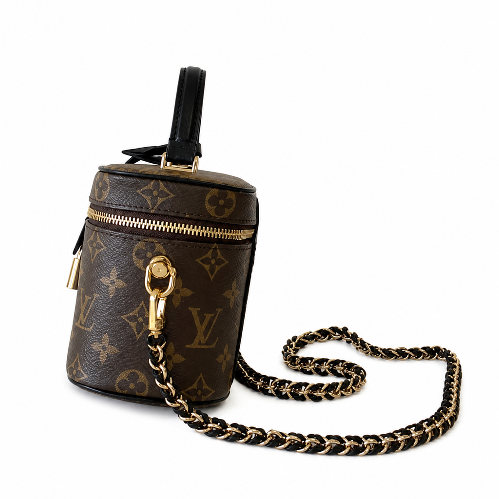 Louis Vuitton Vanity PM — Monogram Canvas & Black Leather