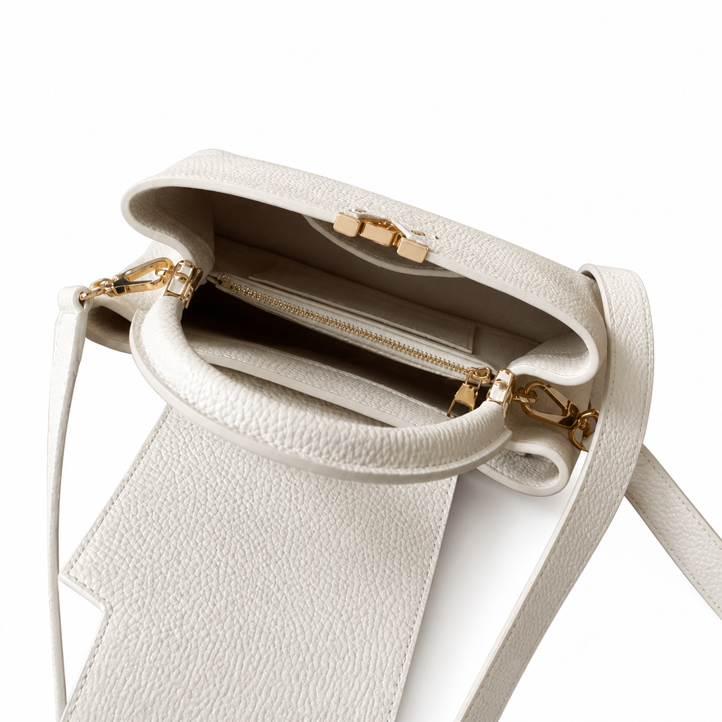 Louis Vuitton Capucines BB — Crème Taurillon, Dual-Layer LV Clasp & Horseshoe Hardware