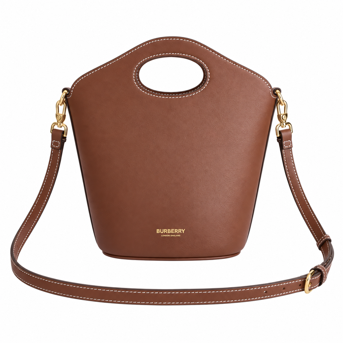 Burberry Sculpted Tan Cutout Handle Bag