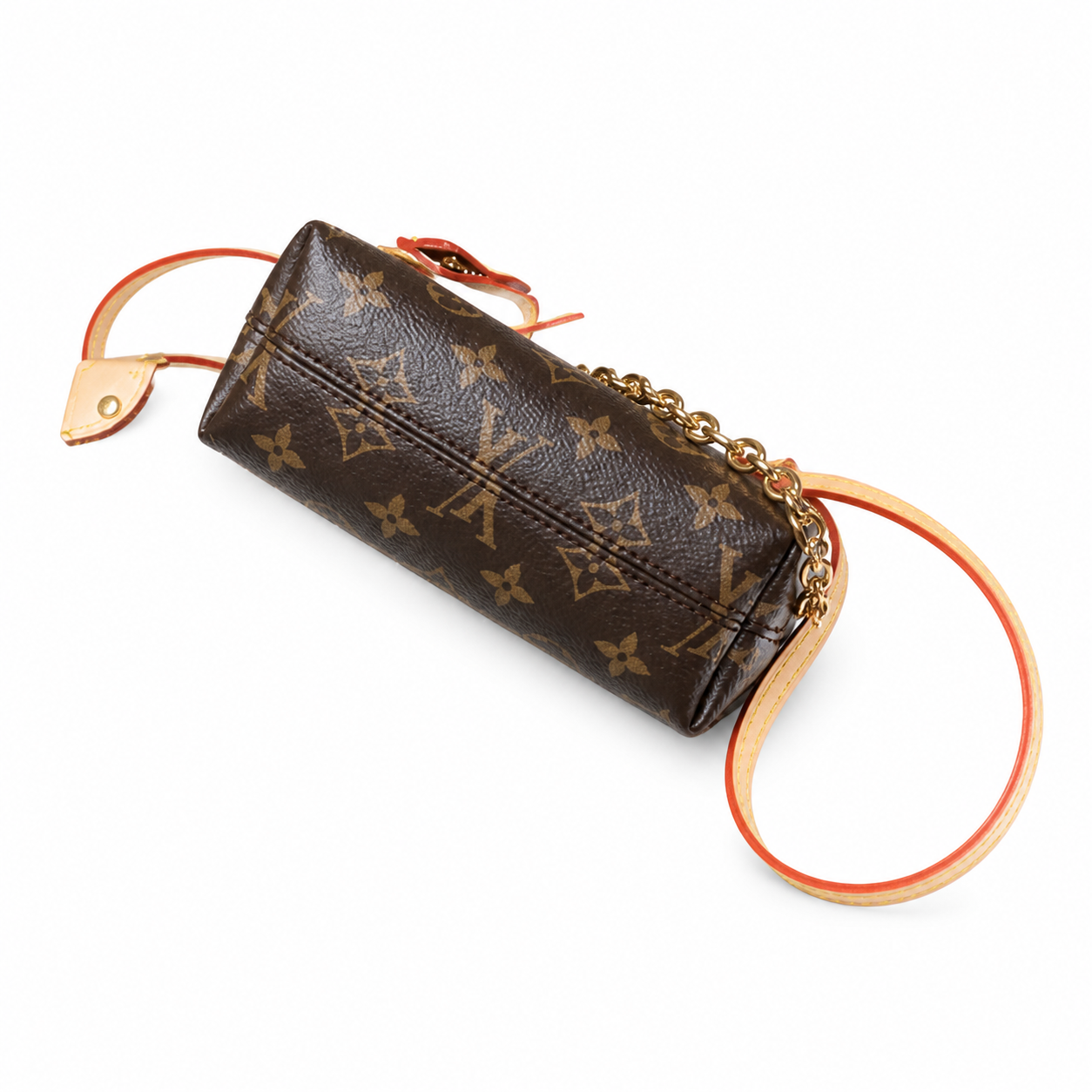 Louis Vuitton Papillon BB — Monogram Canvas, Red-Edge Vachetta & Gold Chain