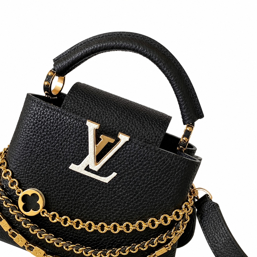Louis Vuitton Capucines BB — Taurillon Leather in Noir with White-Gold LV Clasp & Triple Chain