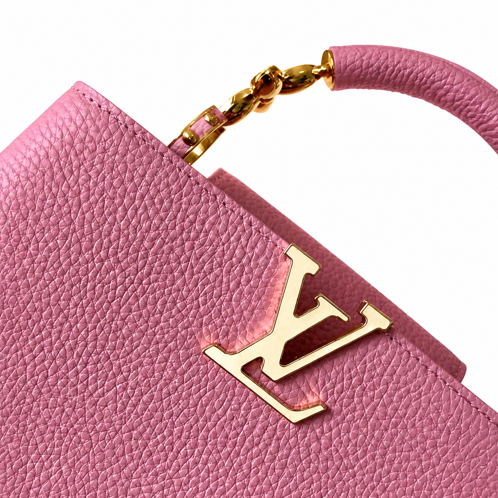 Louis Vuitton Capucines BB — Taurillon Leather in Rose Lilas with Gold LV Clasp & Chain Handle