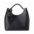 Louis Vuitton Mahina Hobo — Noir Black Perforated Calfskin, Braided Handle, Silver Hardware & LV Charm