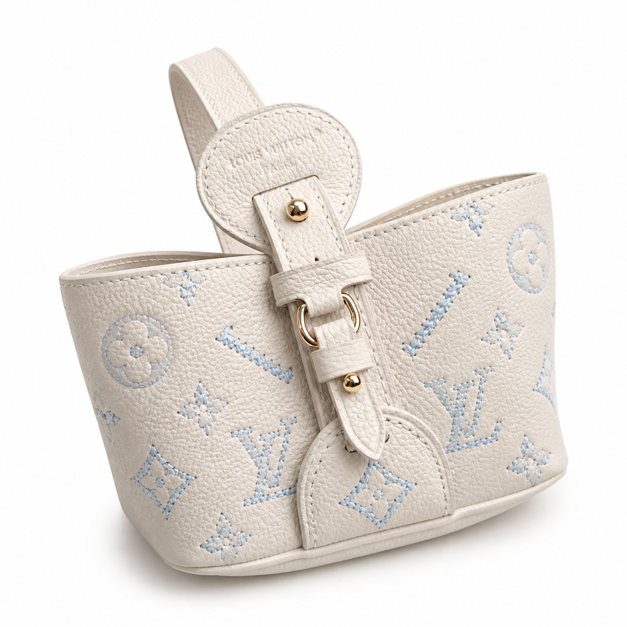 Louis Vuitton Petit Bucket — Giant Monogram Empreinte with Bleu Glacier Embroidery