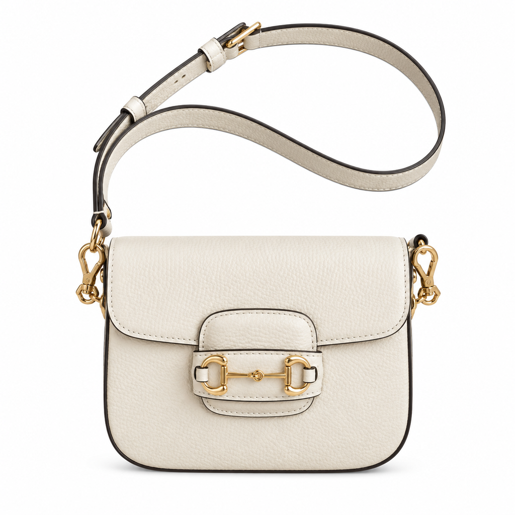 Gucci Horsebit 1955 Mini Crossbody Bag in Full White Leather