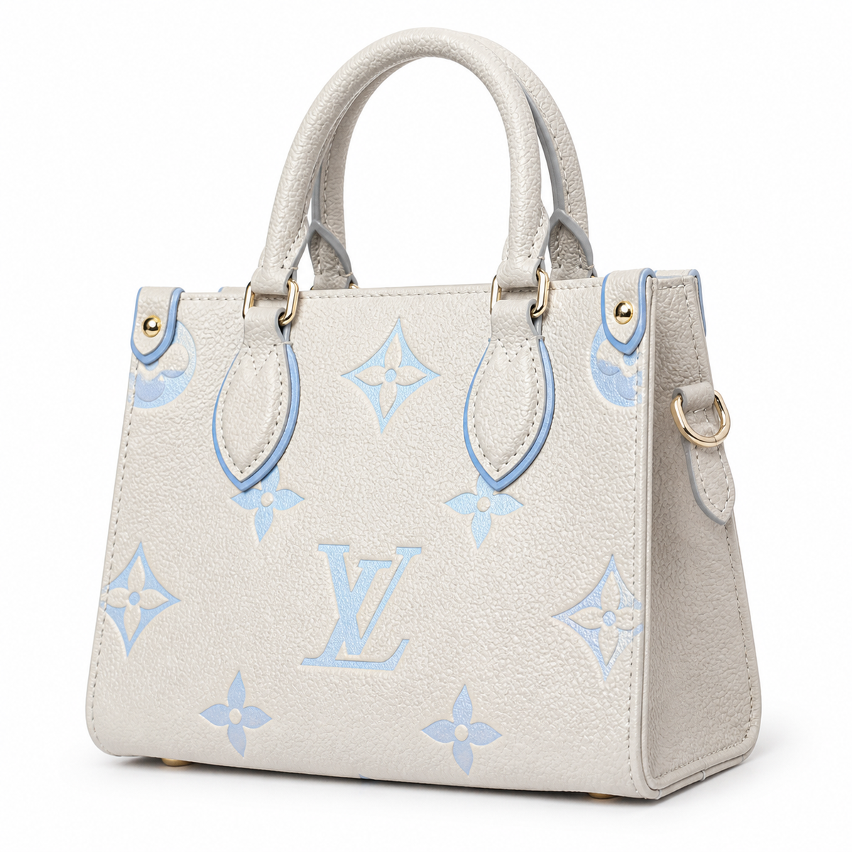 Louis Vuitton Onthego PM — Giant Monogram Empreinte in Crème & Baby Blue
