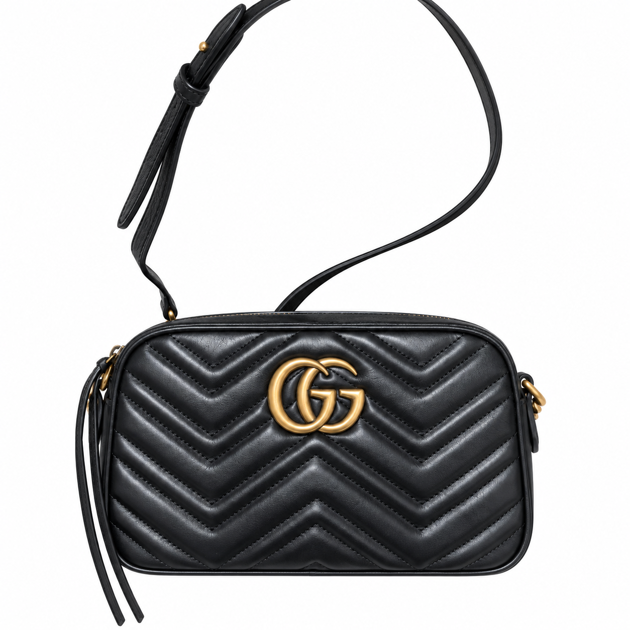 Gucci GG Marmont Small Camera Bag in Black Matelassé