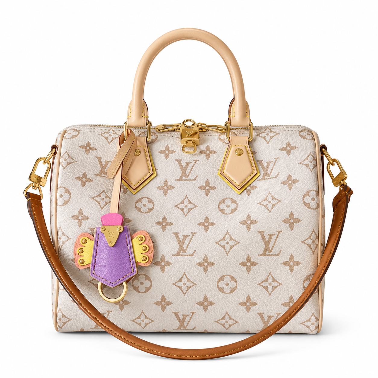 Louis Vuitton Speedy Bandoulière 25 — Monogram Dune with Butterfly Bag Charm