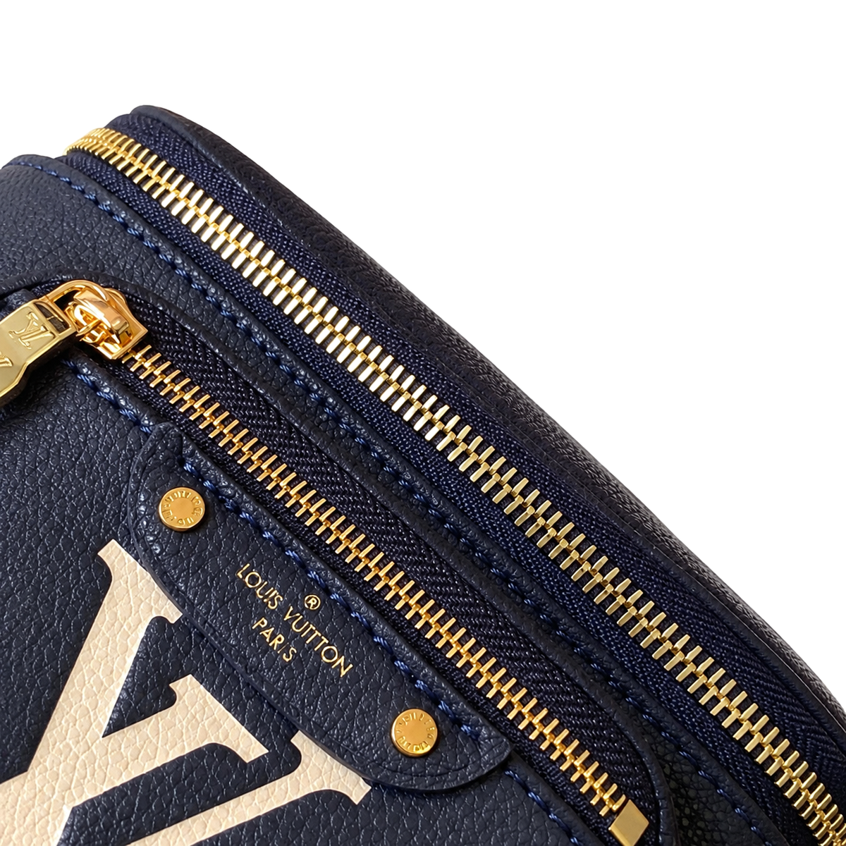 Louis Vuitton Vanity PM — Marine Bicolor Giant Empreinte, 360° Gold Zip & Dual Strap System