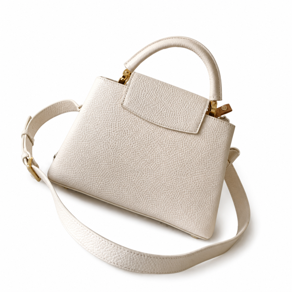 Louis Vuitton Capucines BB — Taurillon Leather in Crème with Gold LV Clasp & Wide Strap