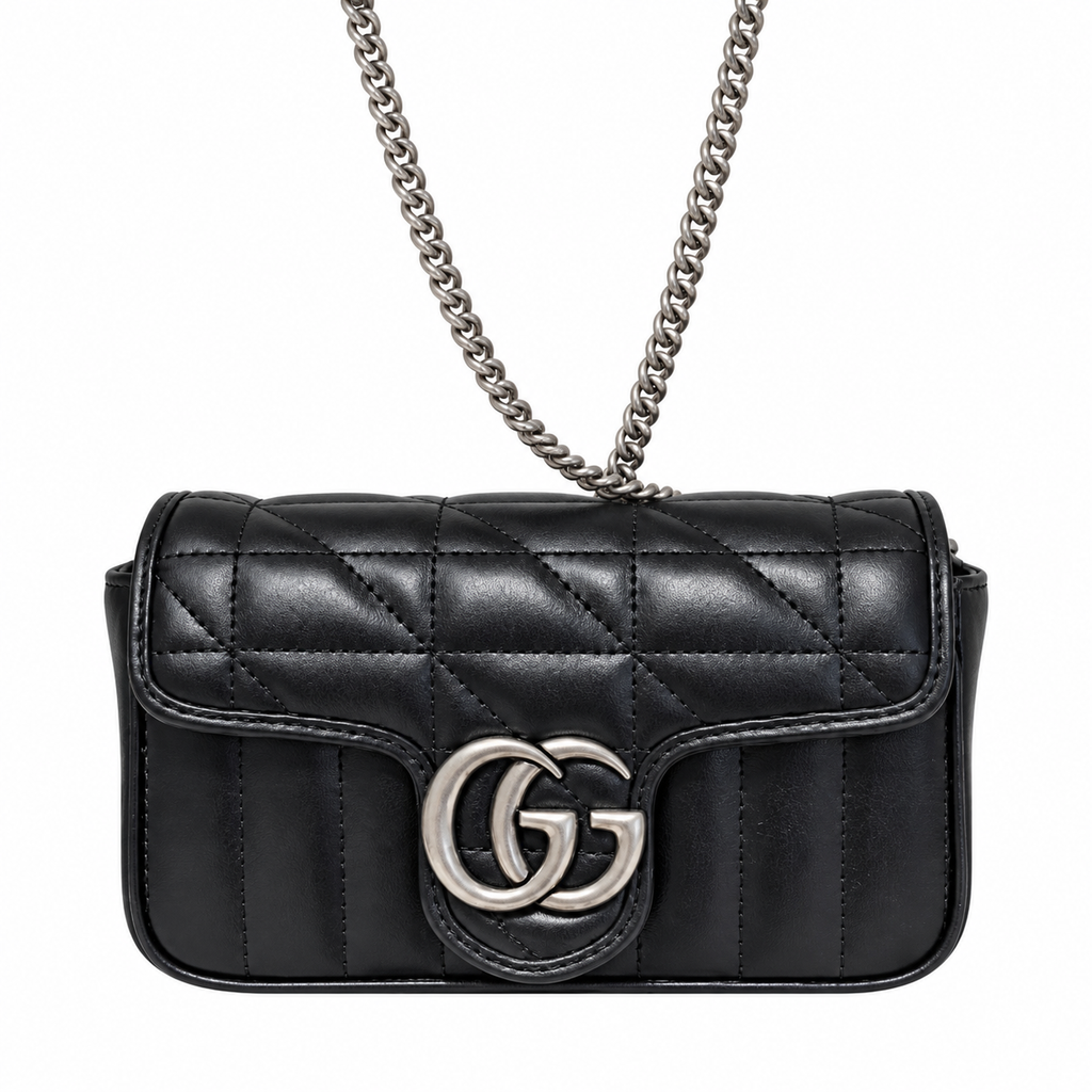 Gucci GG Marmont Super Mini Bag in Black with Silver Hardware