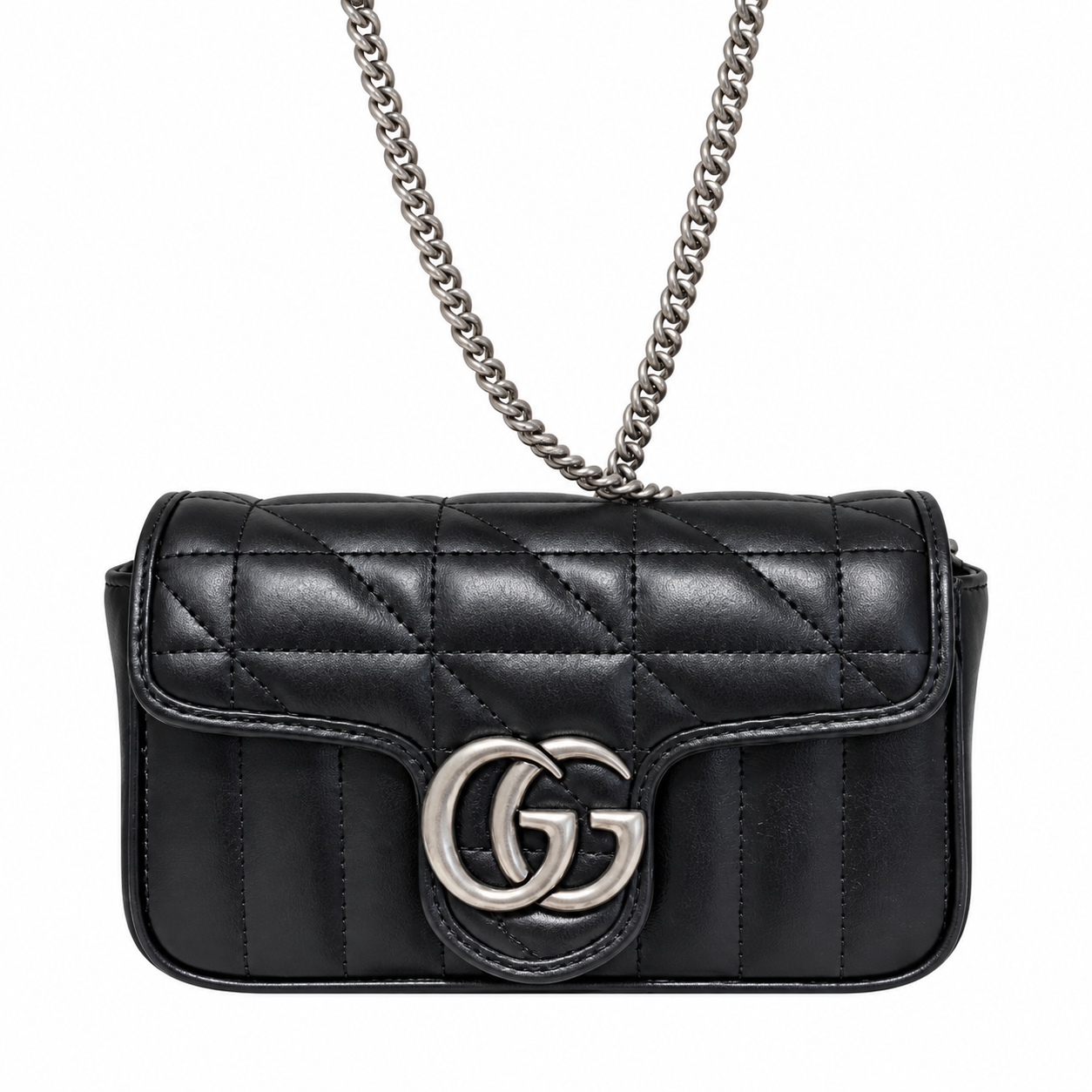 Gucci GG Marmont Super Mini Bag in Black with Silver Hardware