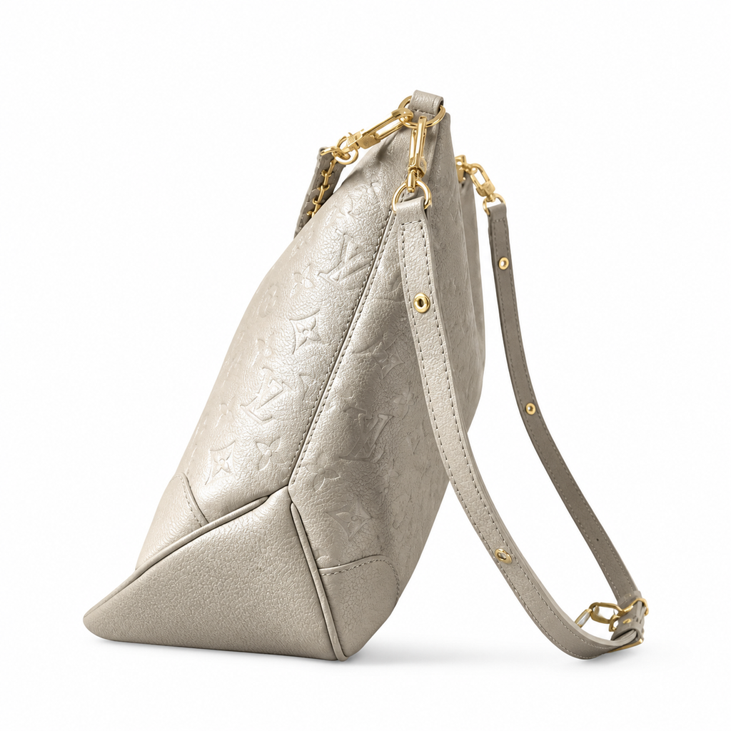 Louis Vuitton Boulogne — Tourterelle Monogram Empreinte & Gold Oval Chain