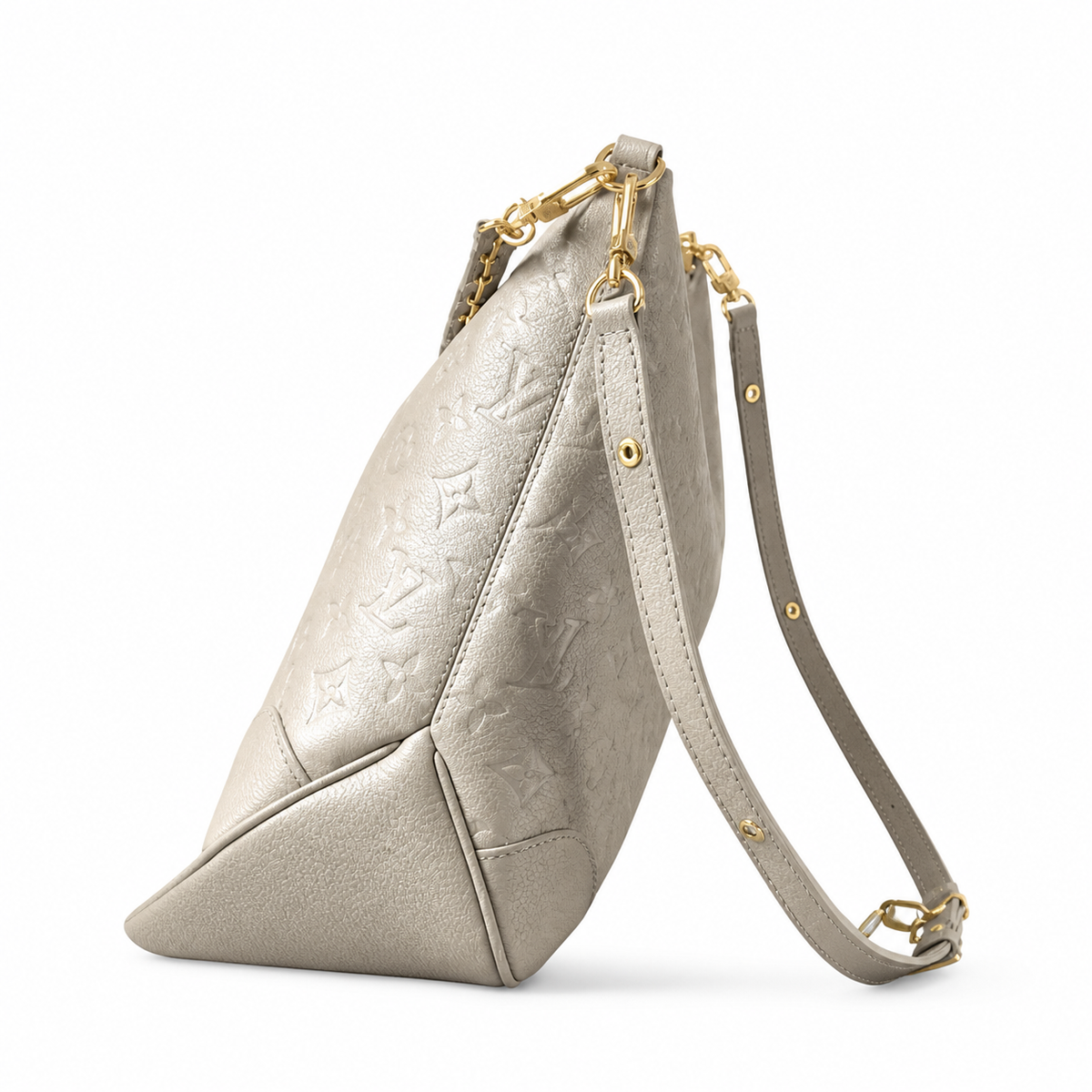 Louis Vuitton Boulogne — Tourterelle Monogram Empreinte & Gold Oval Chain