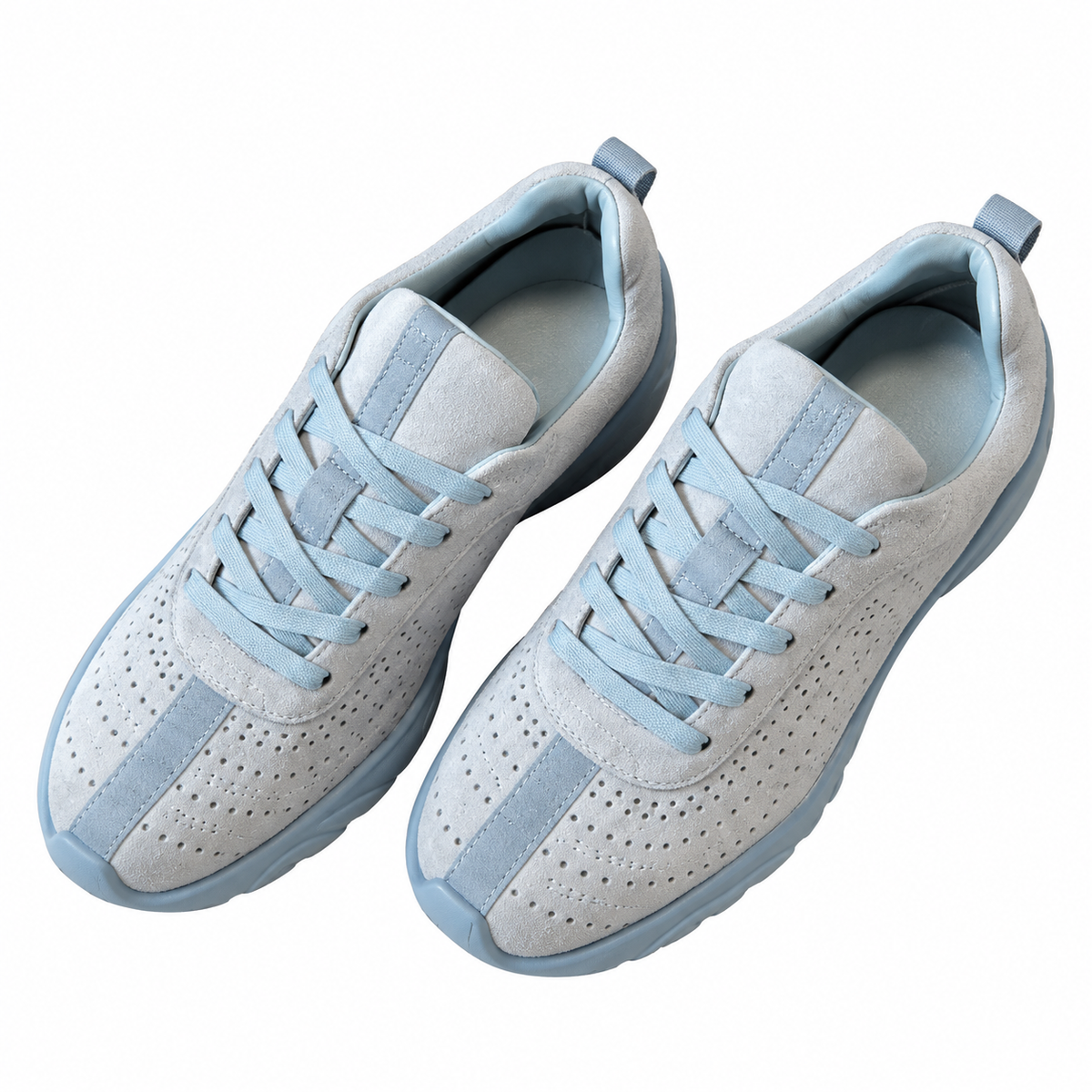 Hermès Gray & Blue Perforated Lace-Up Sneakers
