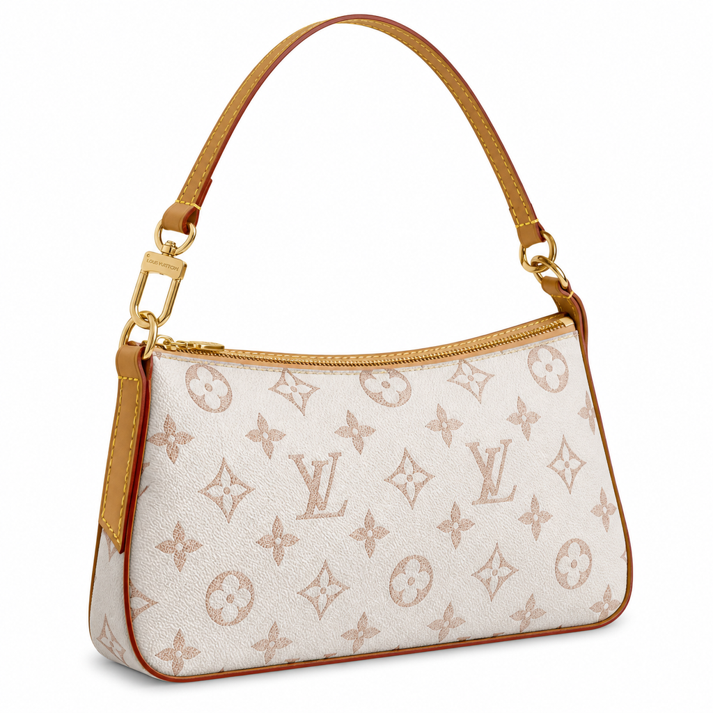 Louis Vuitton Slide Pochette — Monogram Jacquard in Crème with Honey Leather Trim
