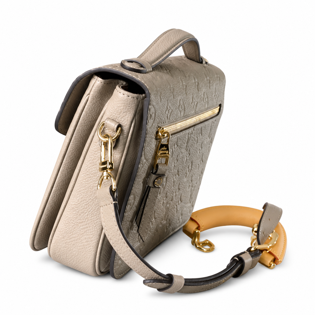 Louis Vuitton Pochette Métis — Crème Ivoire Empreinte, Gold Push-Lock, Bandoulière Strap & Mini Pouch