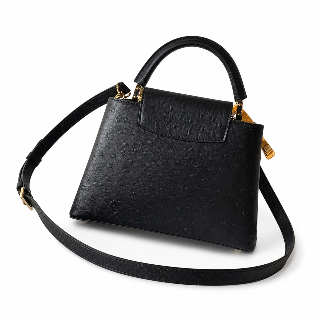 Louis Vuitton Capucines BB — Autruche Ostrich Leather in Noir with Gold Hardware