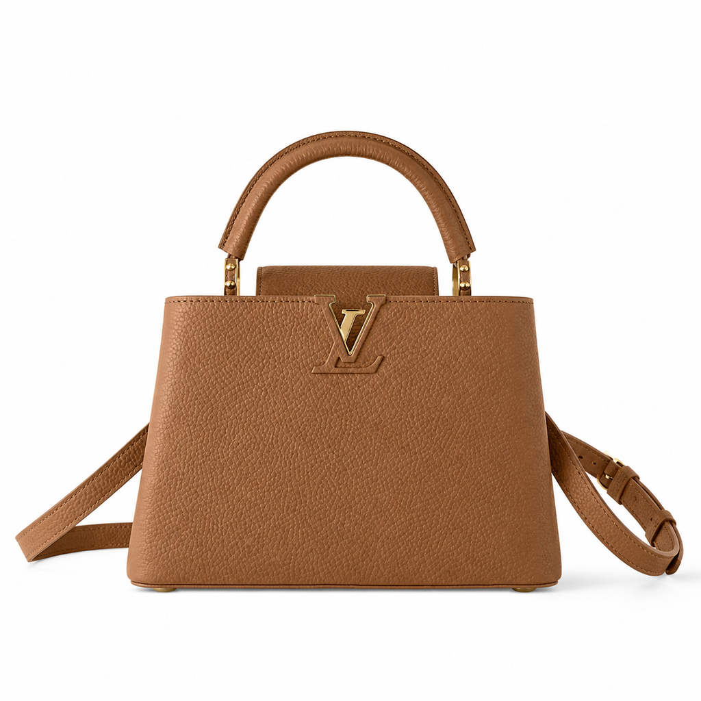 Louis Vuitton Capucines BB & Mini — Caramel Taurillon, Gold LV Clasp & Tonal Design