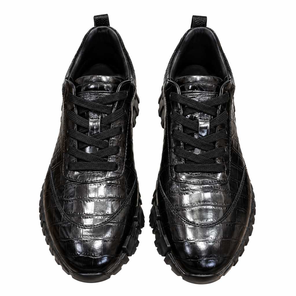 Hermès Black Scale-Textured Low-Top Sneakers