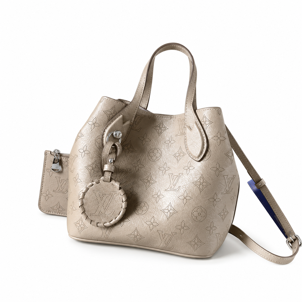 Louis Vuitton Blossom PM — Mahina Perforated Leather in Galet with Braided Key Charm