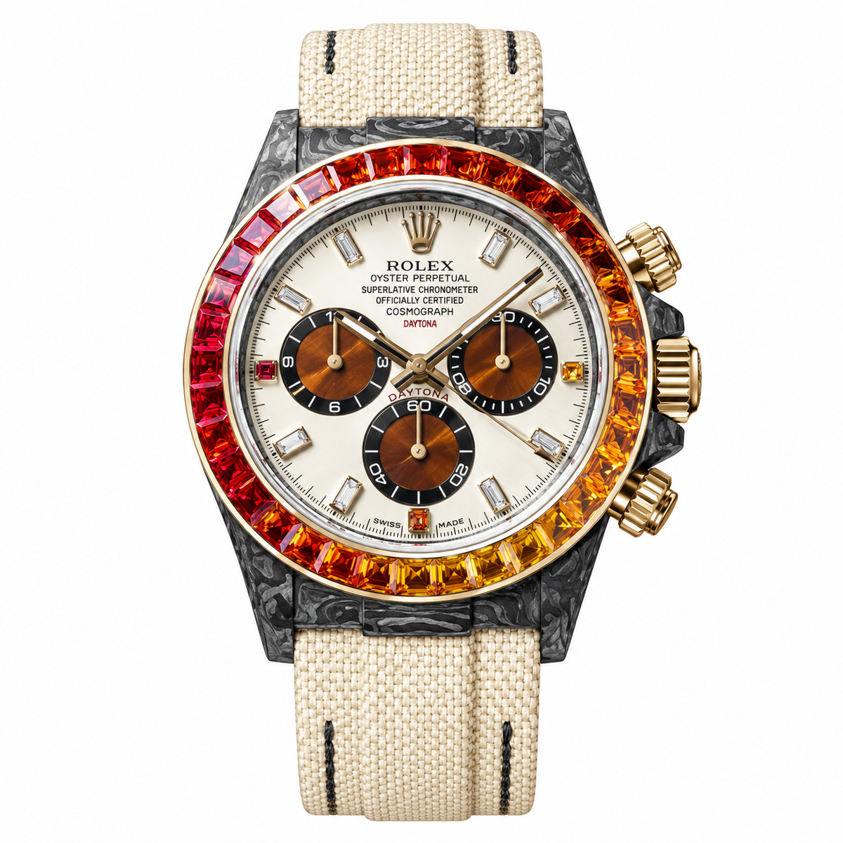 Rolex Sunset Bezel Ivory Dial Watch