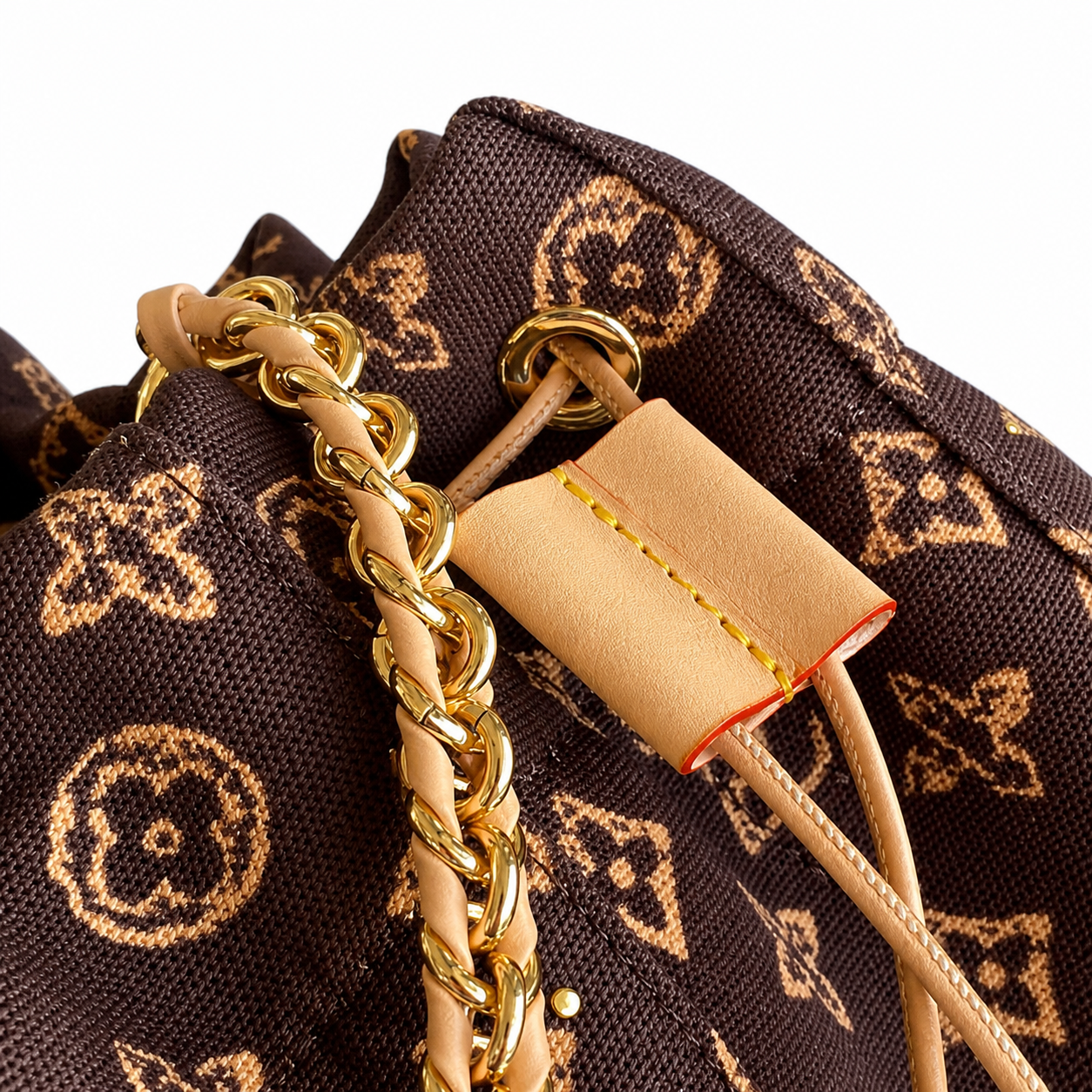 Louis Vuitton Noé BB — Monogram Idylle, Vachetta Braided Chain Handle, LV Horseshoe Clasp & Grey Interior