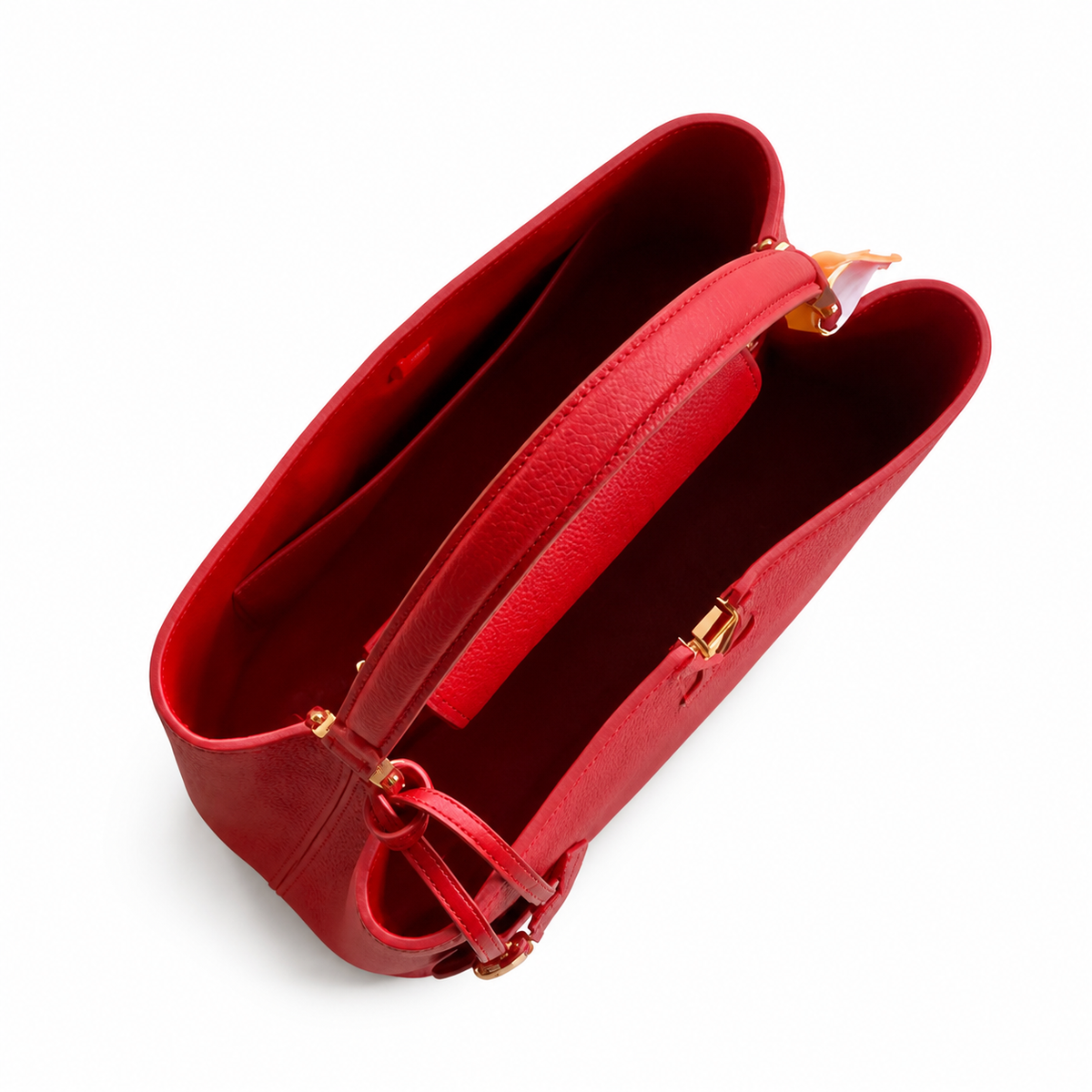Louis Vuitton Capucines MM — Taurillon Leather in Rouge with Gold LV Lock