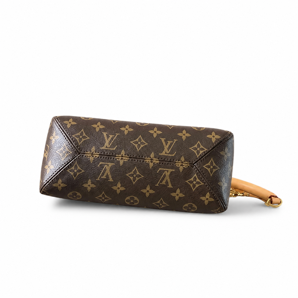 Louis Vuitton Triangle Sling — Monogram Canvas, Black Leather Strap & Gold Hardware