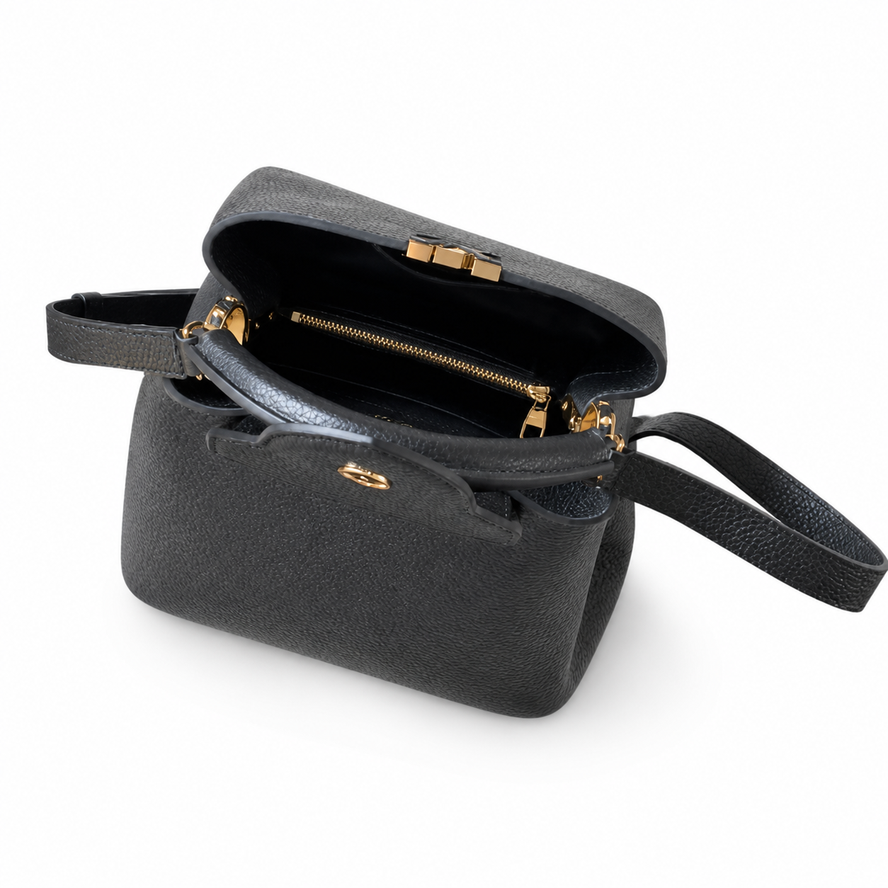 Louis Vuitton Capucines BB — Noir Taurillon, Gold Push-Lock & Mini Padlock