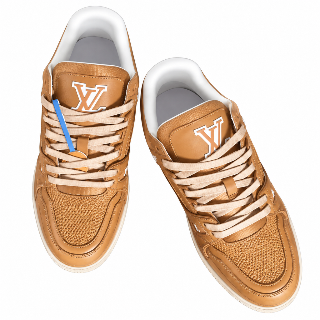 Louis Vuitton Trainer Tan Textured Sneakers