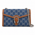 Gucci Dionysus Small Shoulder Bag in GG Denim Canvas with Cognac Trim