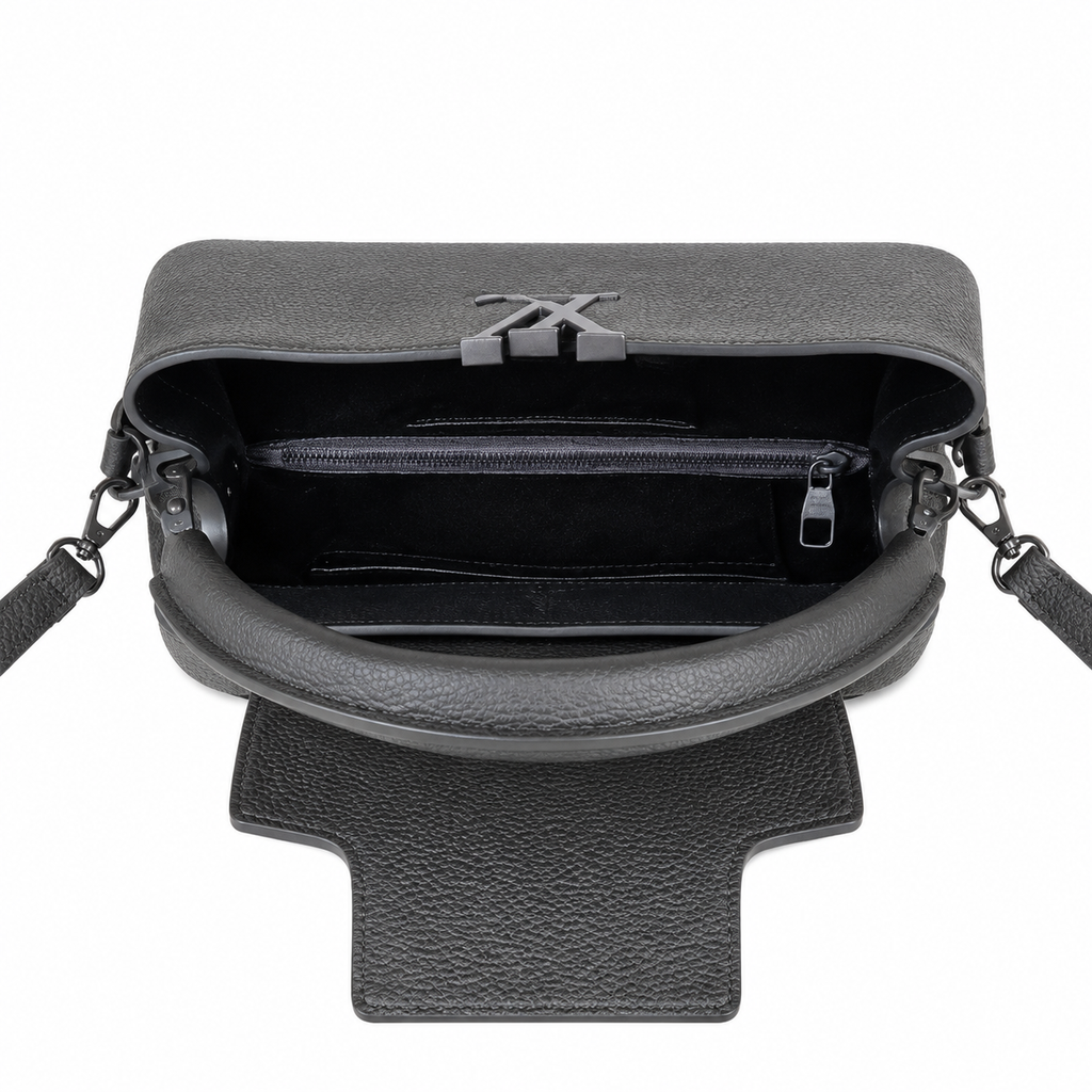 Louis Vuitton Capucines MM — Noir Taurillon, Matte Black LV Turn-Lock & All-Black Hardware