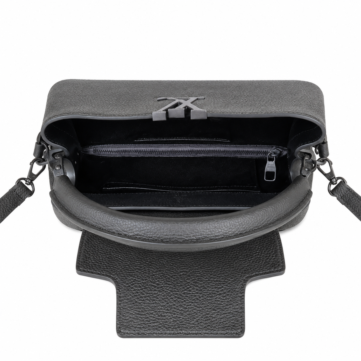 Louis Vuitton Capucines MM — Noir Taurillon, Matte Black LV Turn-Lock & All-Black Hardware