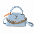 Louis Vuitton Capucines — Ice Blue Taurillon, Triple Chain & Pearl