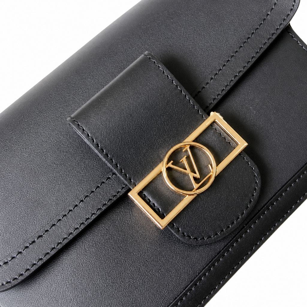 Louis Vuitton Dauphine MM — Noir Smooth Calfskin, Gold Dauphine Lock & Tonal Black
