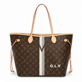 Louis Vuitton Neverfull MM — Monogram Canvas with My LV World Tour Stripe & Monogram Initials
