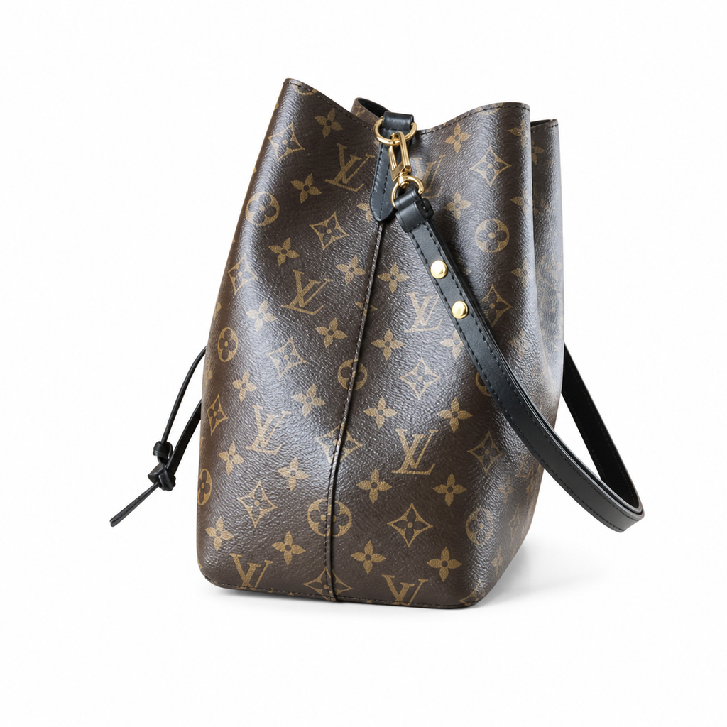 Louis Vuitton Noé GM — Monogram Canvas, Black Leather Trim & Drawstring Closure