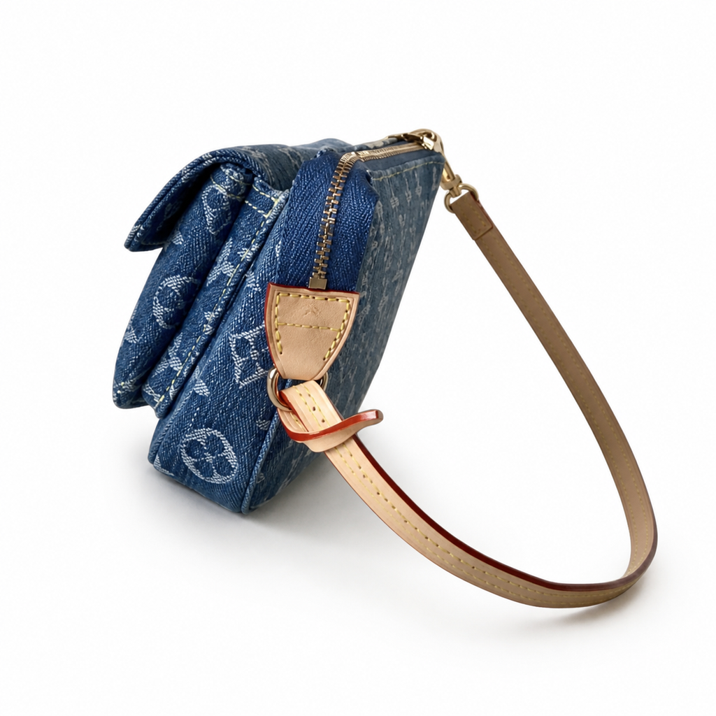 Louis Vuitton Félicie Pochette — Monogram Denim Blue & Vachetta