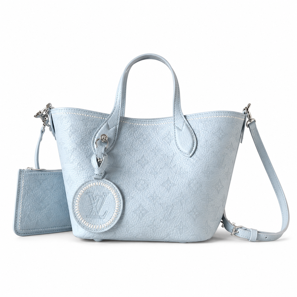 Louis Vuitton Blossom MM — Mahina Perforated Leather in Bleu Glacier with Coin Purse