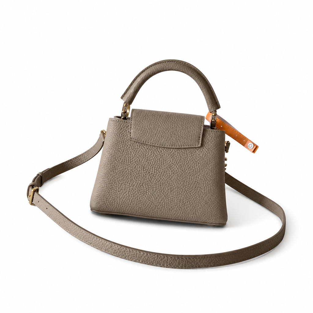 Louis Vuitton Capucines — Tourterelle Taurillon, Floral Charm & Dual Chain